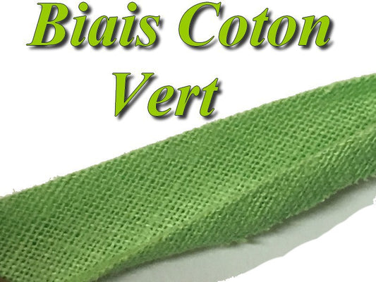 Biais Replié En Tissu  Coton Vert  Pour Vetements Et Loisirs Créatifs.