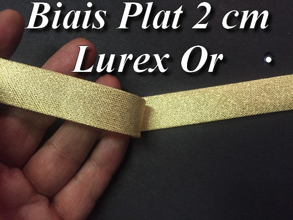 Biais Replié Plat En 2 Cm lurex Doré Or , A  Coudre,  pour Loisirs Créatifs.
