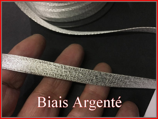 Biais Tissu Argenté Lurex , Au Mètre A  Coudre,  Pour Loisirs Créatifs Et Décorations.
