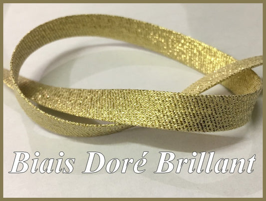 Biais Tissu Doré Brillant Lurex , Au Mètre A  Coudre,  Pour Loisirs Créatifs Et Décorations.
