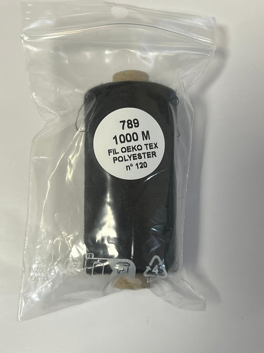 Bobine de fil Noir à coudre polyester – 1000 m – Certifié Oeko-Tex – Tout textile