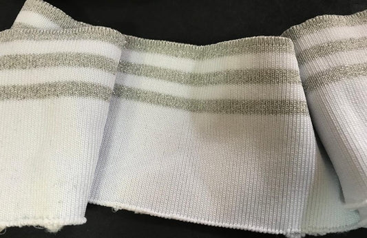 bord-côte blanc argenté en tissu jersey : Une touche de style pour vos poignées de manche et bas de blousons"