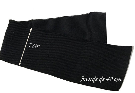 Bord-Cote En Bande de Tissu Maille Noir Pour Poignée Manche et cols