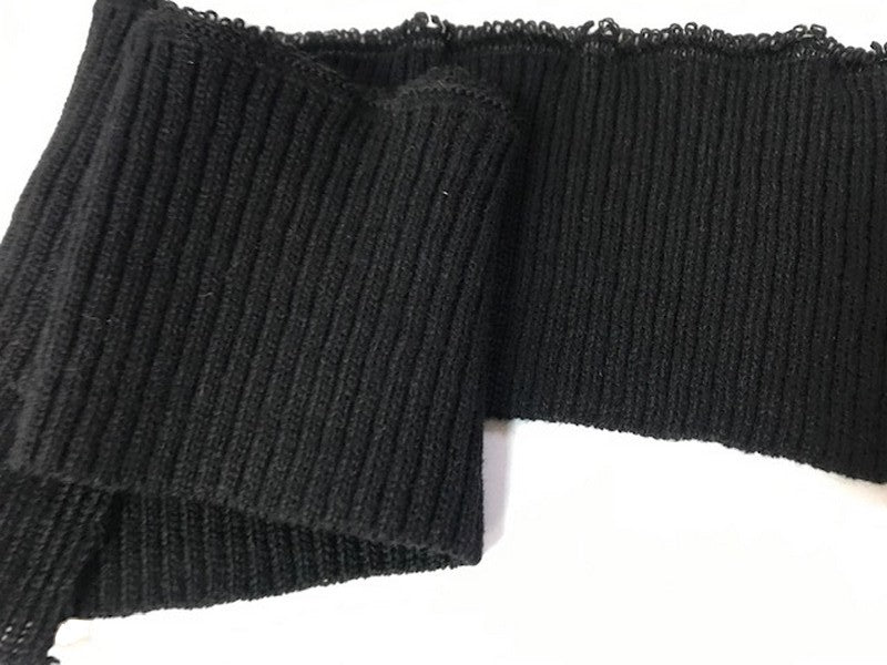 Bord-Cote En Bande Large en Tissu Maille Noir Pour Poignée Manche et cols