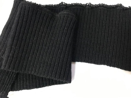 Bord-Cote En Bande Large en Tissu Maille Noir Pour Poignée Manche et cols