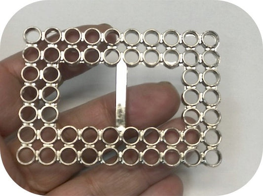 Boucle Argenté Réctangulaire fantaisie en 7 cm couture