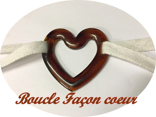 Boucle Ceinture En Forme De Coeur Jaspé  Couleur Marron A Coudre.