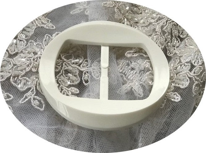 Boucle Ceinture Ronde Fantaisie Blanche En 8 Cm A Coudre.