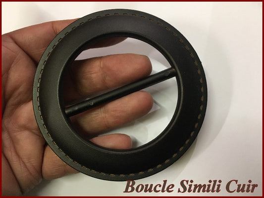 Boucle Ceinture Ronde Simili Cuir Marron En 9 Cm A Coudre.