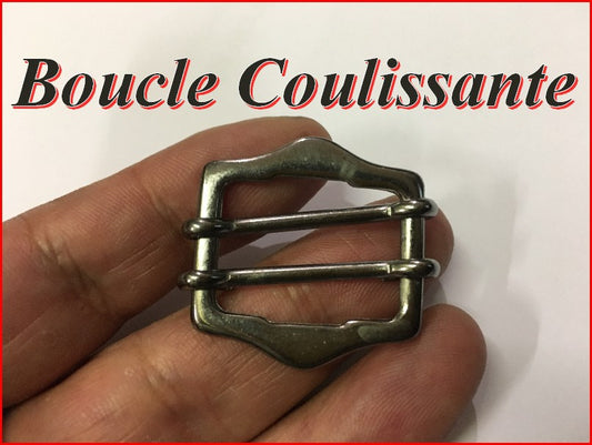 Boucle coulissante en 2.5 cm métal colori, canon de fusil, à coudre.