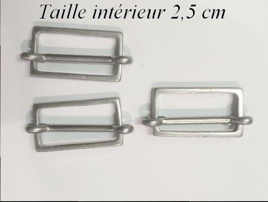 Boucle Coullissante en 2,5 cm intérieur à coudre en Nickel Argent Mat