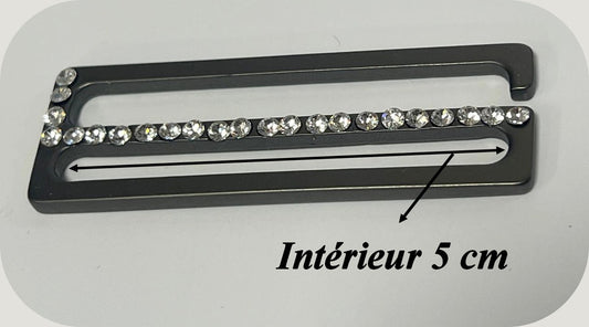 Boucle Métallique avec veritable Strass Cristal – Accessoire de Mercerie Haut de Gamme (5 cm intérieur)