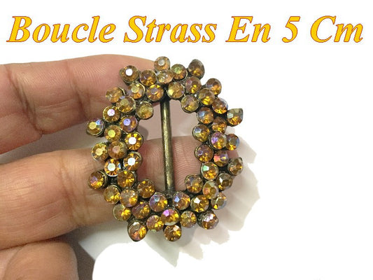 Boucle Pour Ceinture En Strass Couleur  Moutarde  Pour décorations Et Fabrications.