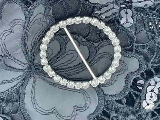 Boucle Strass Métal Ronde  Argent En 4,5 Cm A Coudre.
