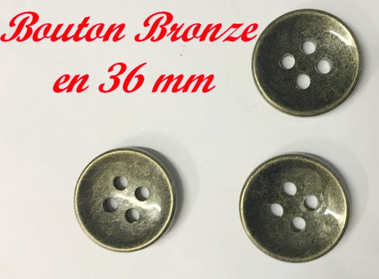 Bouton A Coudre  En Couleur Bronze  En Taille 36 mm Pour Vetements Et Customisations