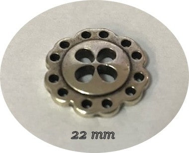 Bouton Argent Mètal en 22 mm Couture En 4 Trous Pour Customisations De Vetements