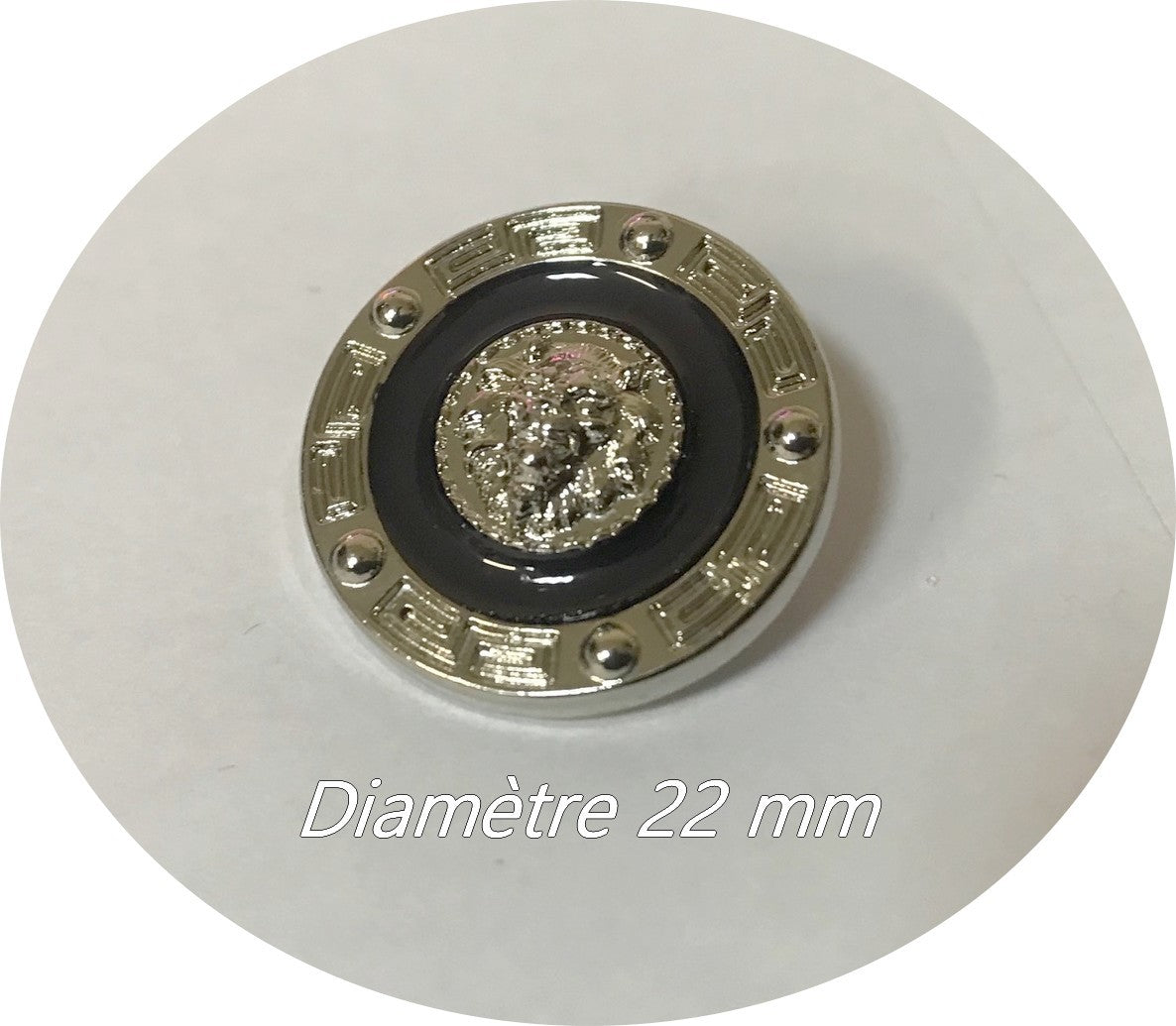 Bouton argenté Noir Style " Versace " à Coudre En Taille 22 mm Pour Customisationsde vfetements.