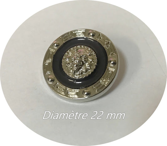 Bouton argenté Noir Style " Versace " à Coudre En Taille 22 mm Pour Customisationsde vfetements.