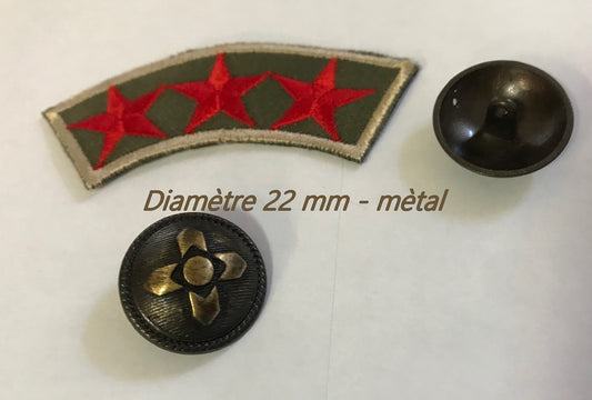 Bouton Bronze Mètal style "militaire " insigne Couture en Diamètre 20 mm