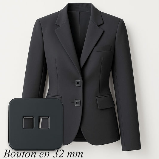 Bouton carré noir 32 mm – Chic, moderne et résistant pour couture
