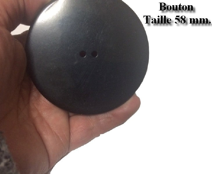 Bouton Couture 2 Tous en Taille 58 mm  Noir Nacré , Pour  Loisirs créatifs, Créations.