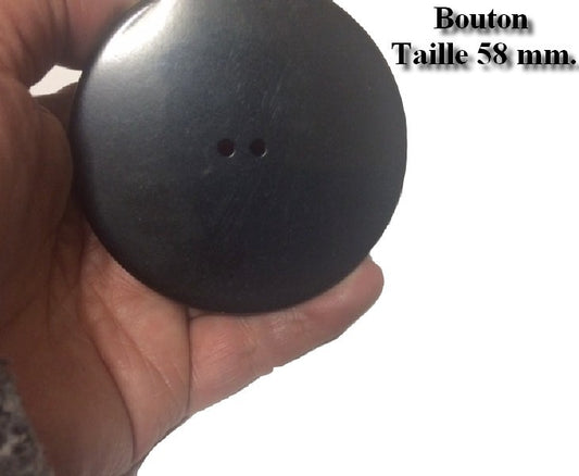 Bouton Couture 2 Tous en Taille 58 mm  Noir Nacré , Pour  Loisirs créatifs, Créations.
