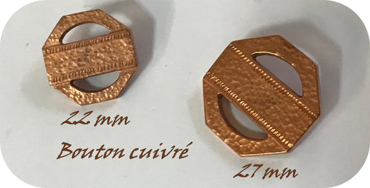 Bouton Couture Couleur Cuivre  En Taille 27 mm  A Queue Pour Fabrication De Vetements Et Décorations