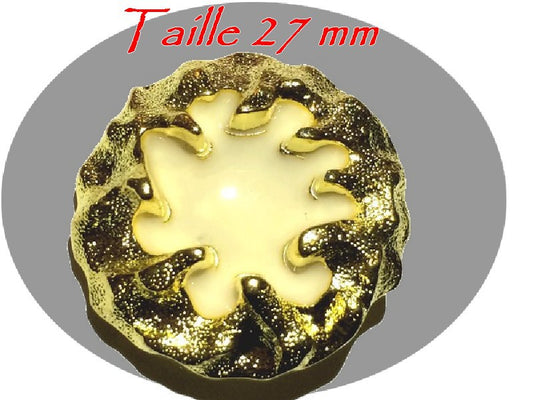 Bouton Couture Doré Email – 27 mm – Style Baroque Chic