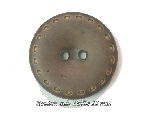 Bouton Cuir En 15mm En Marron Choco Surpiqué A Coudre.