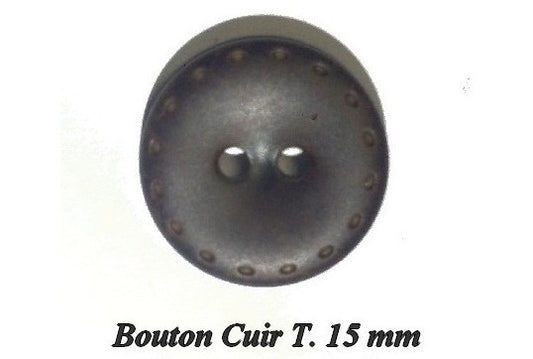 Bouton Cuir En Simili Taille 15 mm En Marron Choco A Coudre.