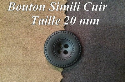 Bouton Cuir Simili 20 mm En 4 Trous Marron-Choco.