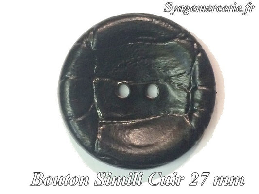 Bouton Cuir Simili 27 mm En 2 Trous Noir