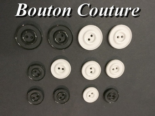 Bouton DE Couture Blanc Ou Noir x  Par 6 Pièces En Taille 18 mm, 20 mm Et 25 mm Pour Vetements Et Loisirs Créatifs.