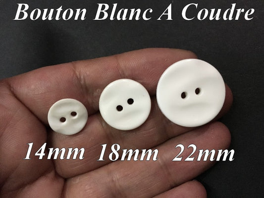 Bouton DE Couture Blanc x  Par 6 Pièces En Taille 14 mm, 18 mm, 22 mm  Pour Vetements Et Loisirs Créatifs