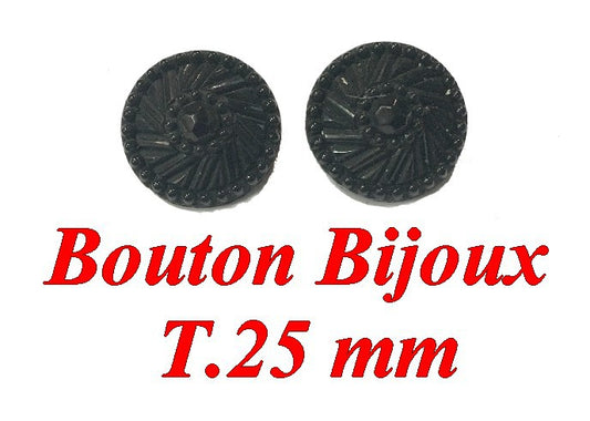 Bouton DE Couture Noir Style Passementrie En Taille 25 mm Pour Tailleurs, Robes Et Loisirs Créatifs.