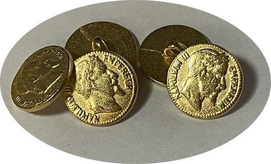 Bouton Doré A Coudre Motif Napoleon Empereur En Taille 15 mm  Métal A queue.