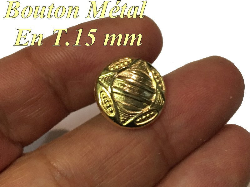 Gold Button Size 15 mm Metal Shank, To Sew.