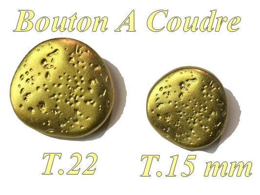 Gold Button In Size 15mm, 18mm And 22mm Shank, Hammered To Sew.