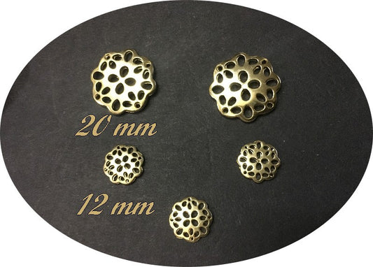 Gold Button Size 20 mm 2 Holes, To Sew.