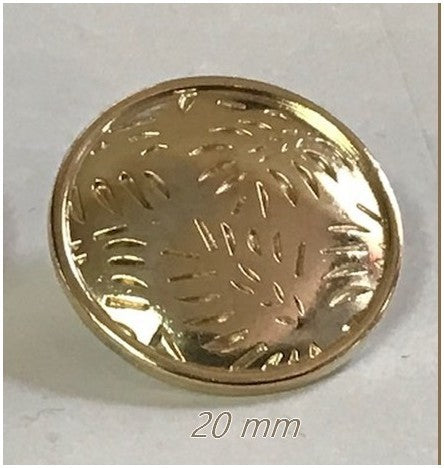 Gold Metal Button Chiseled Sewing Diameter 20 mm.