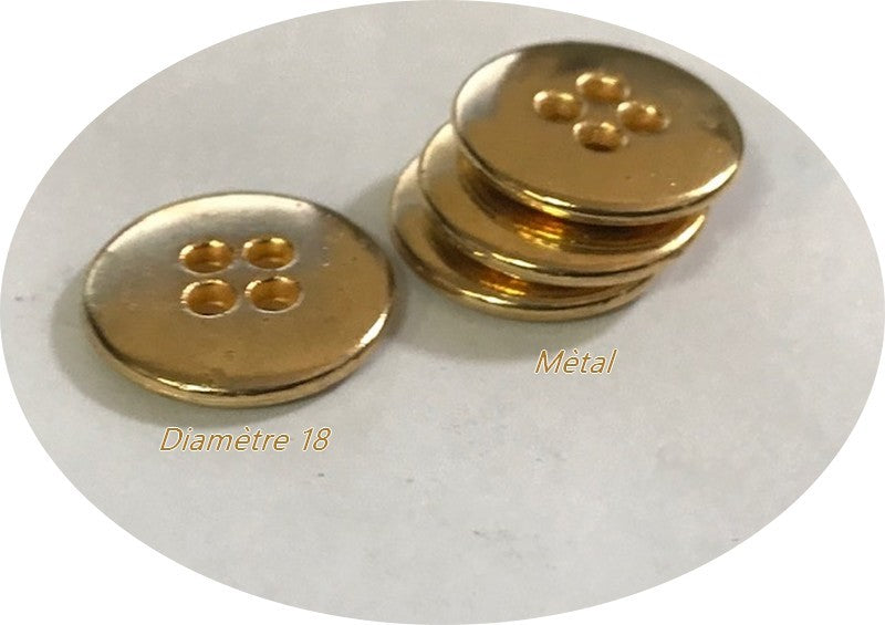 Gold Metal Sewing Button Diameter 18 mm