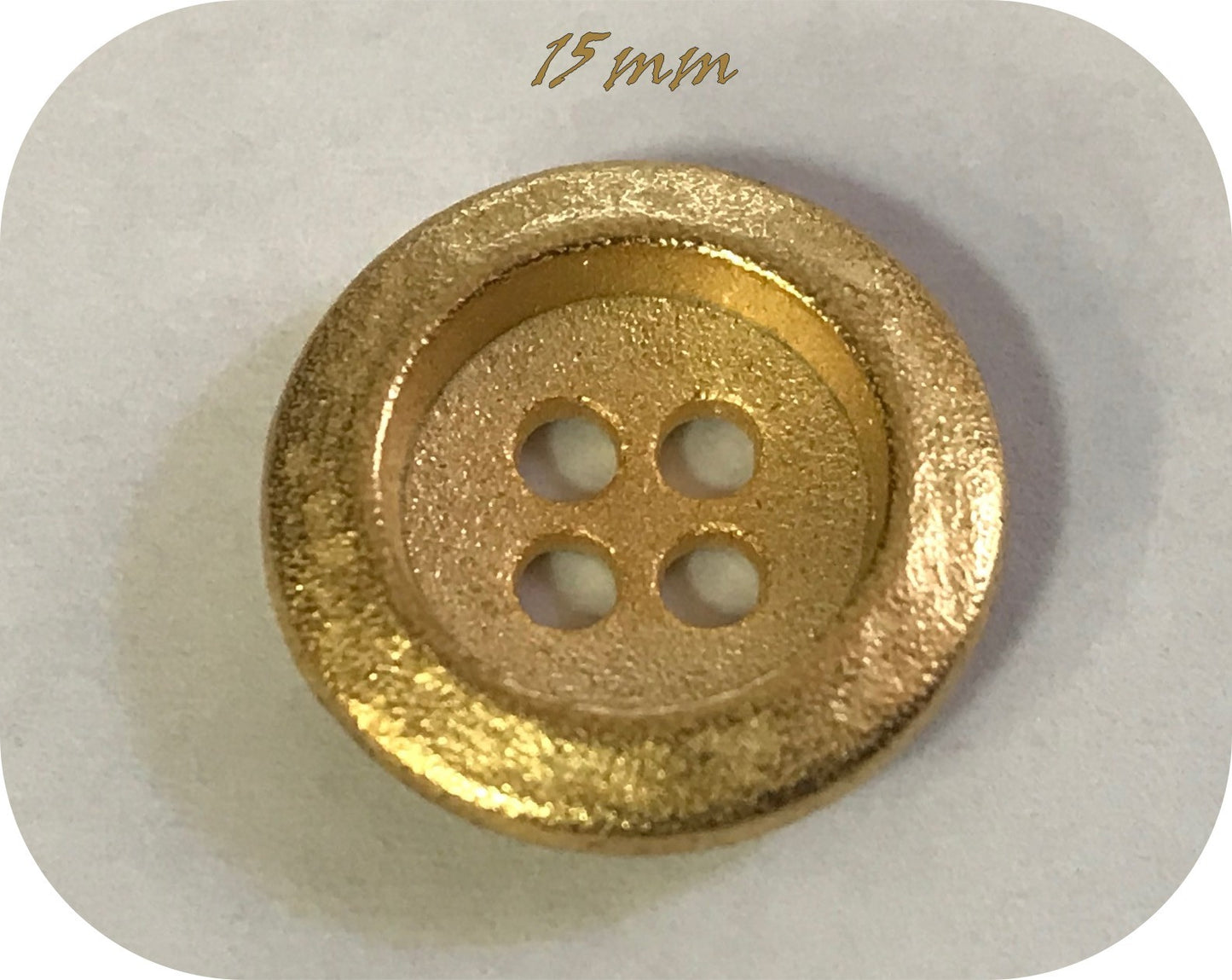 15mm Gold Metal Sewing Button for Clothing Customization.