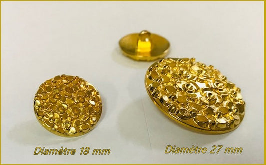 Bouton Doré Métal Style Chanel en taille 18 mm Couture.