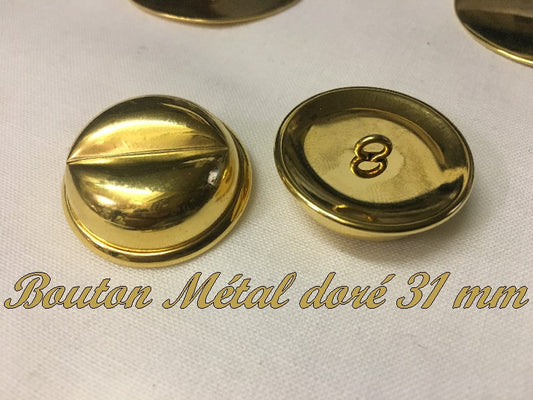 Vintage Metal Gold Button Size 3cm Sew On For Clothing Customizations and Decorations.