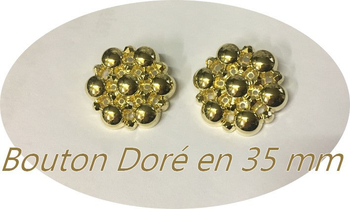 Gold "Chanel" Style Button, Fancy Couture, Size 35 mm, For Customizing Jackets and Coats.
