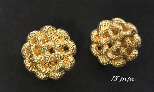 Gold Twisted Sew-on Button in size 18 mm For customizations.