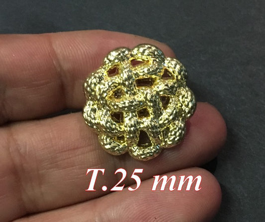 Gold Twisted Sew-on Button in size 25 mm For customizations.