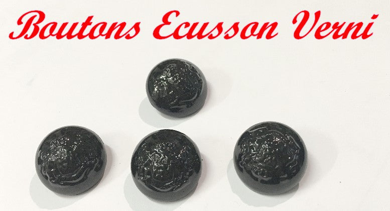 Bouton Ecusson En Noir Verni En Taille 20 mm A Coudre Pour Vetements Et Customisations