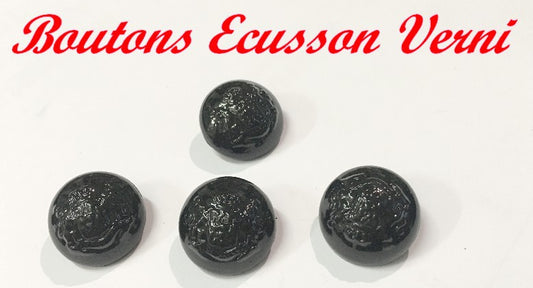 Black Varnished Badge Button Size 20 mm To Sew On For Clothing And Customizations