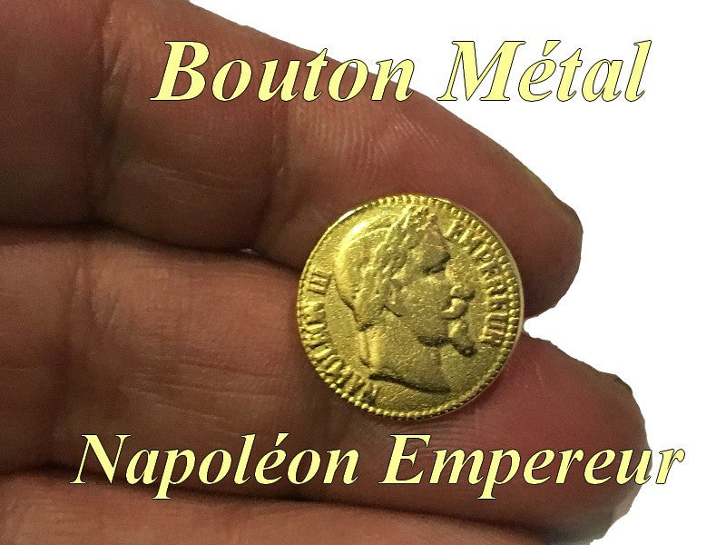 🟡 Bouton métal doré Napoléon Empereur – Taille 15 mm